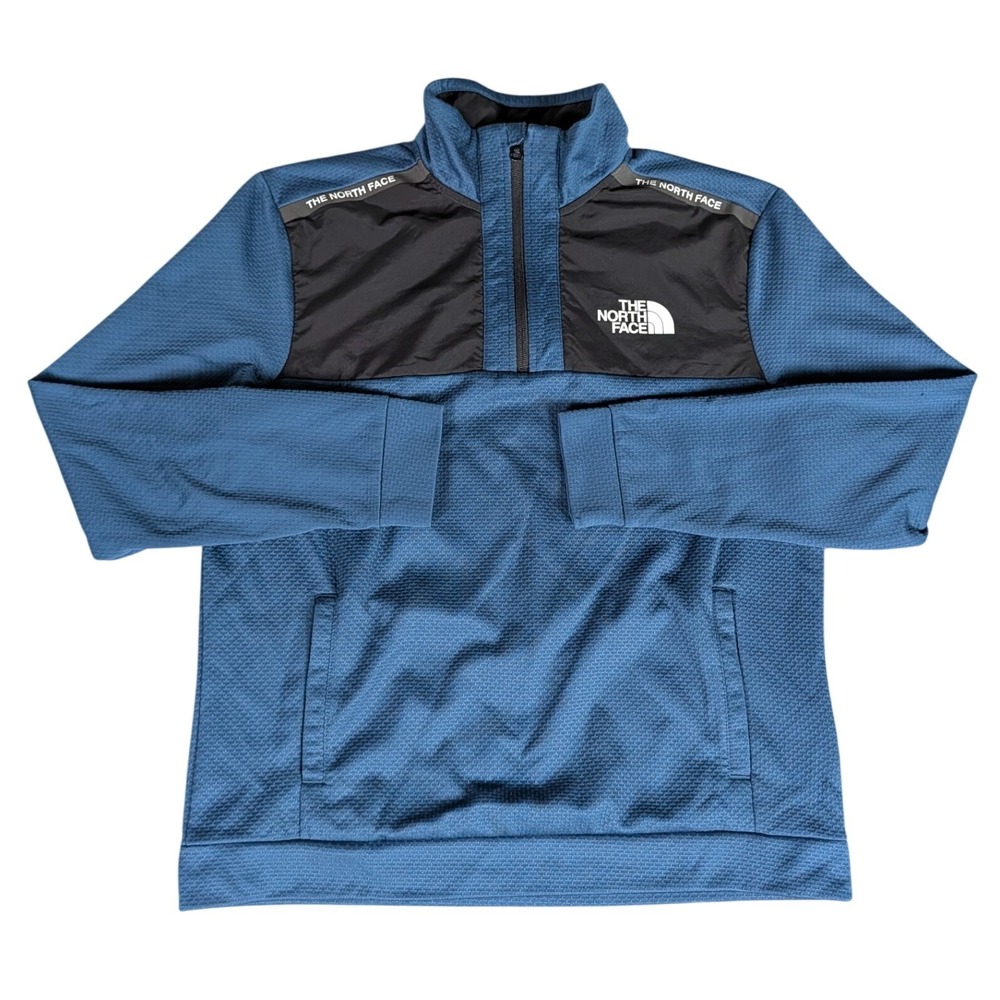 The North Face 1/4 Zip Pullover Mens XXL Blue Waffle Knit Active Excellent
